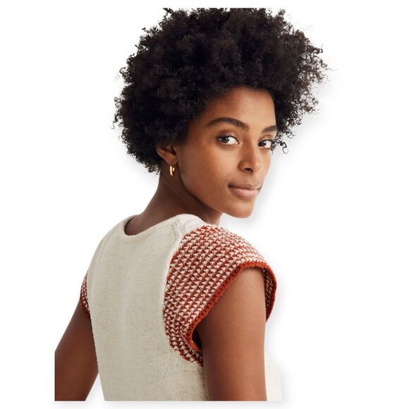 Madewell Ivory and burnt orange Striped Sleeve Tee - Picture 3 of 13